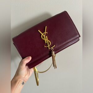 YSL Maroon Kate Tassel Bag